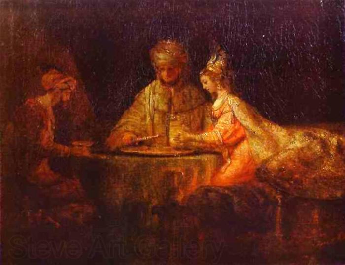 Rembrandt Peale Ahasuerus and Haman at the Feast of Esther Germany oil painting art